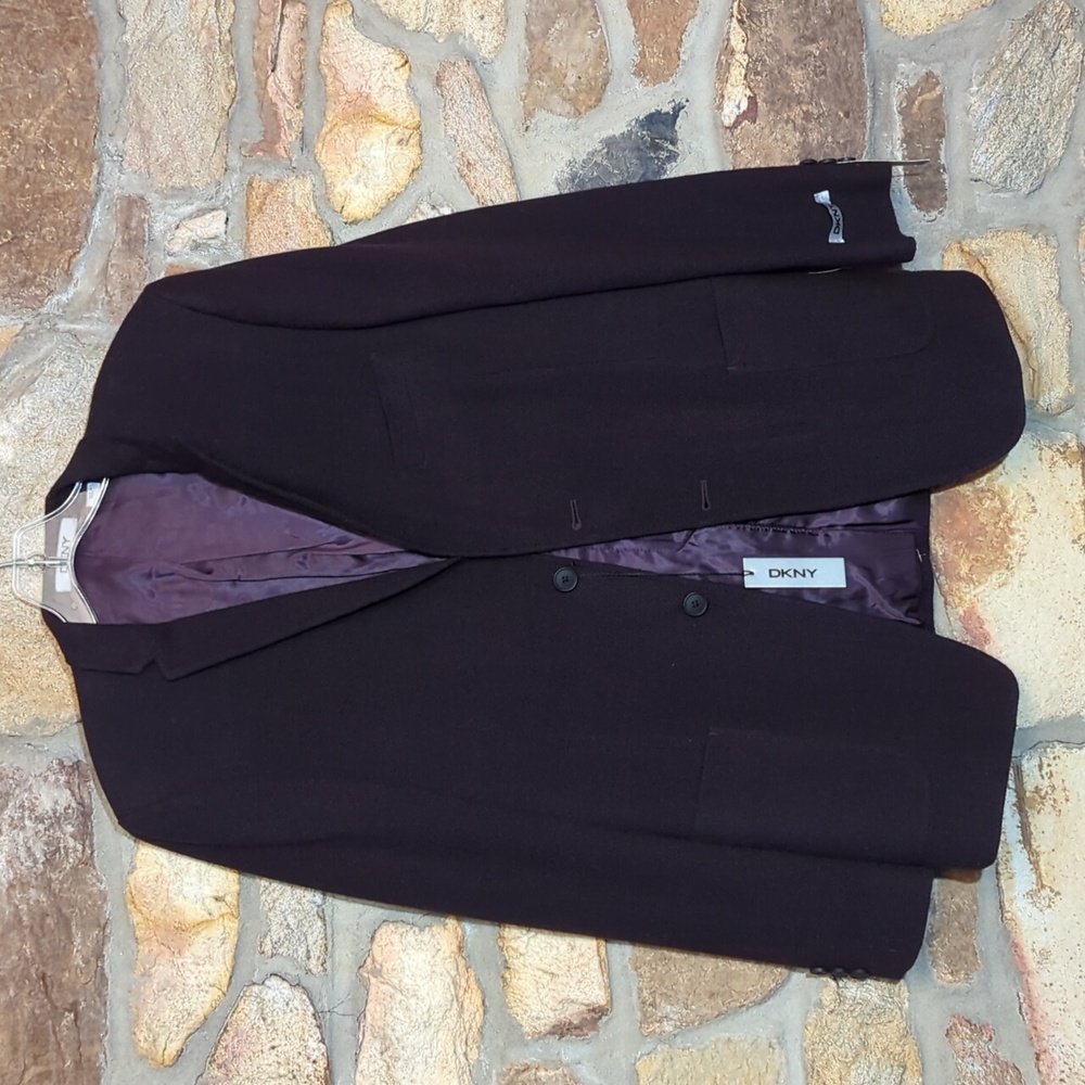 DKNY Burgundy wool blend blazer jacket